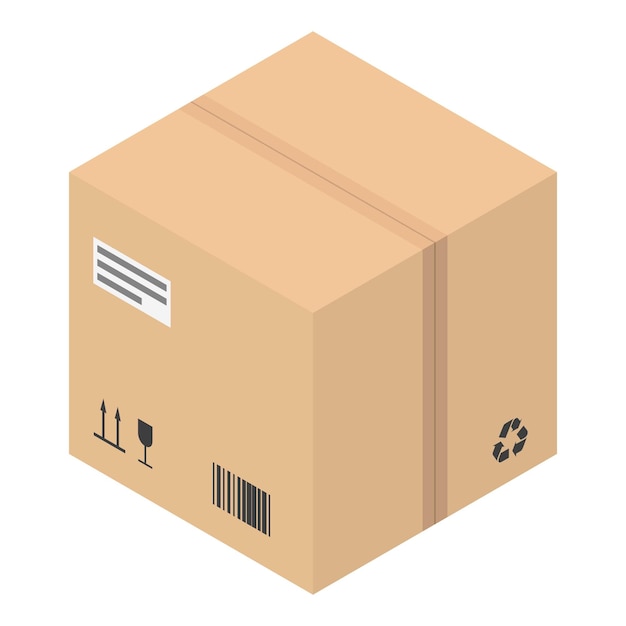 Box parcel icon Isometric of box parcel vector icon for web design isolated on white background