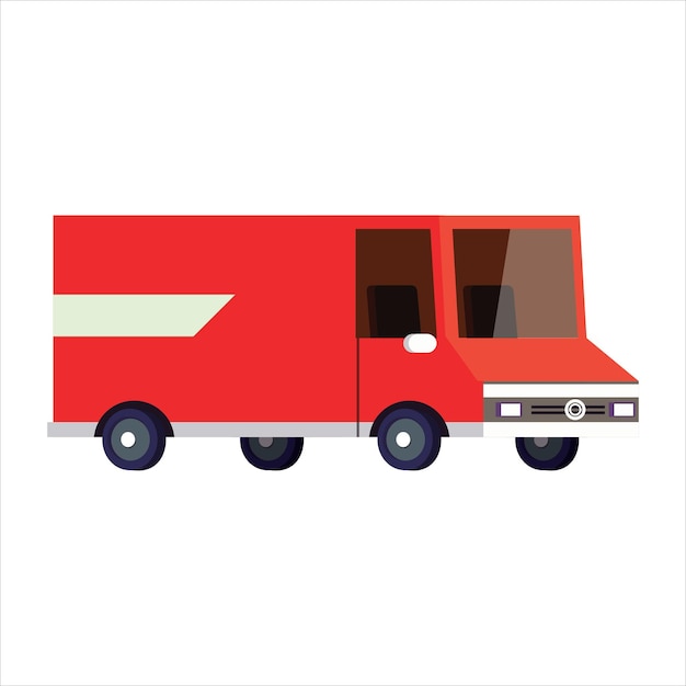 Box truck template isolated on white backgroundcartoon box truck Vehicle branding mockup