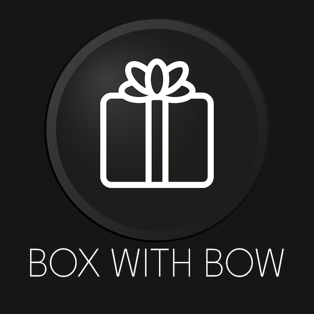 box with bow minimal vector line icon on 3d button isolated on black background premium vectorxa