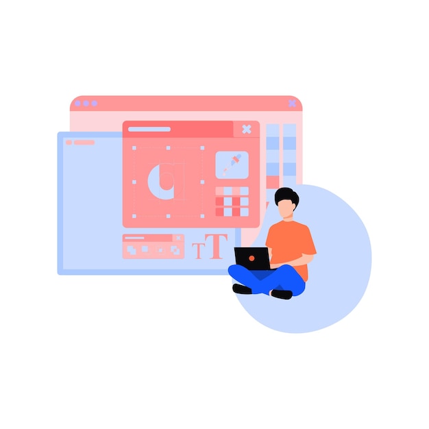 Boy doing graphic designing on laptop