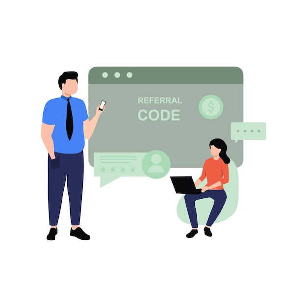 Boy giving referral code to girl