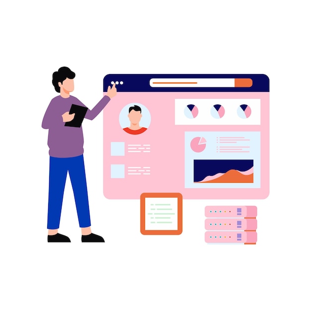 Boy looking at user graph