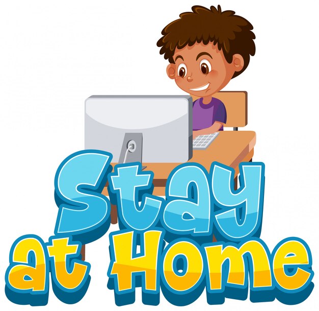 Boy stay at home to avoid spreading corona virus