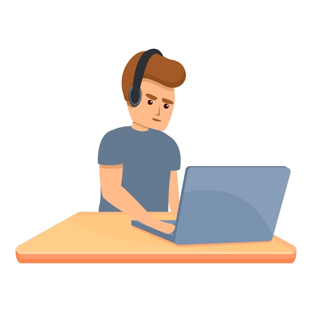 boy young programming icon cartoon of boy young programming vector icon for web design isolated on white background