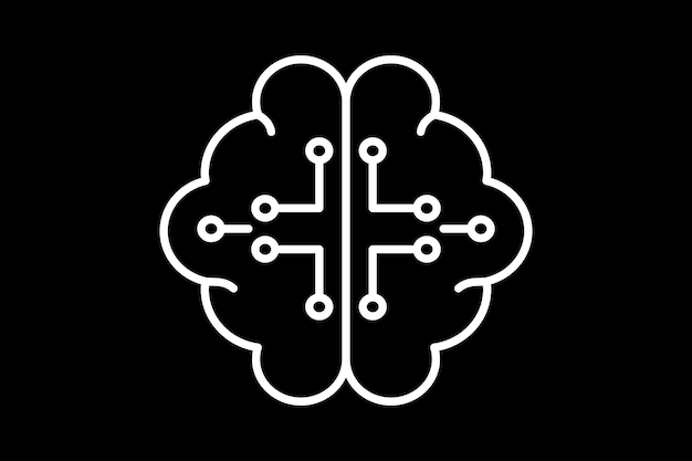 Brain digital Icon Icon related to Technology Suitable for web site design app UI user interfaces Line icon style Simple vector design editable