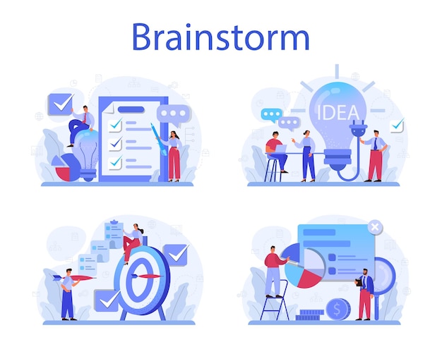 Brainstorm concept set illustration