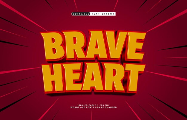 brave heart editable text effect with a kids and game text style