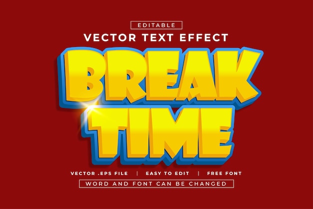 break time 3d editable text effect
