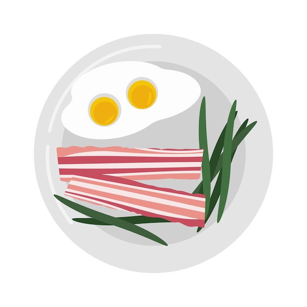 breakfast dish bacon with scrambled eggs vector isolated