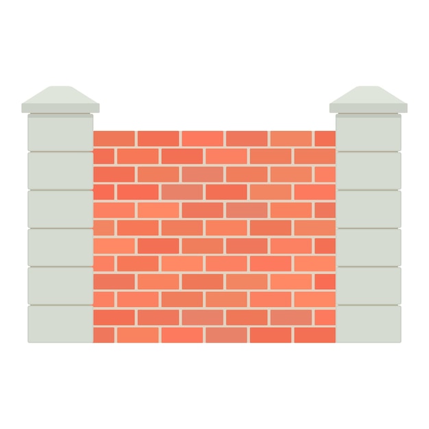 Brick fence icon Cartoon illustration of brick fence vector icon for web on white background