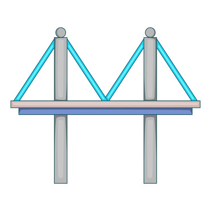 Vector bridge with iron supports icon cartoon illustration of bridge vector icon for web design