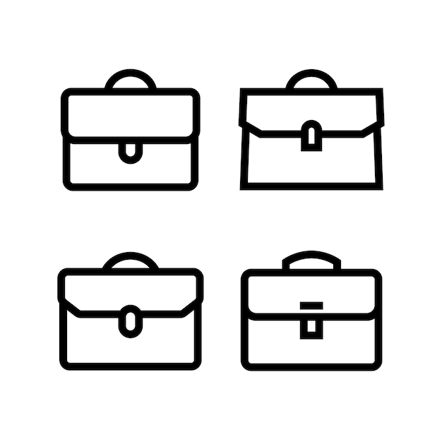 Briefcase line icon set isolated on a white background