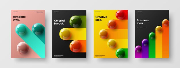 Bright 3D spheres brochure layout bundle