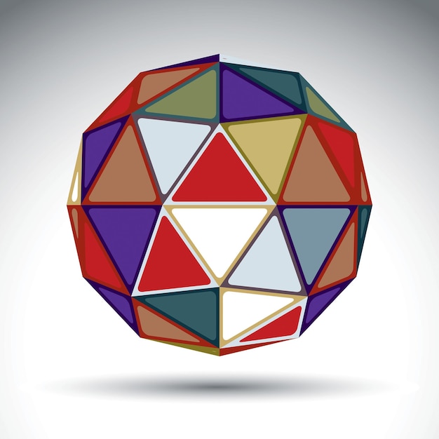 bright abstract spherical object with kaleidoscope effect, 3d imaginative sphere. stylish orb constructed from colorful triangles.