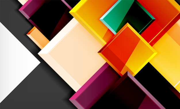 Bright colorful square shape blocks geometrical background