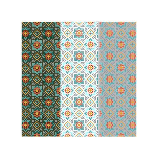 Bright floral ornaments pattern for backgrounds Indian pattern set Seamless ethnic pattern of pais