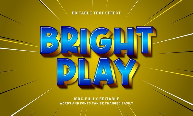 bright play editable text effect with a game and kids text style