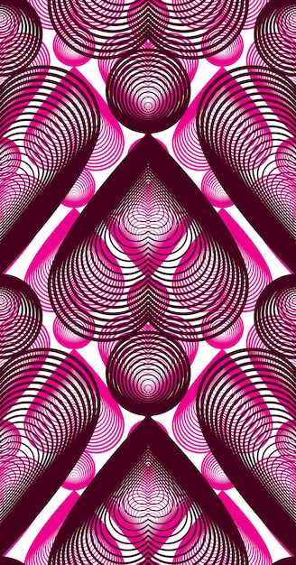 Bright symmetric seamless pattern with overlapping decorative hearts, art transparent background. Romantic theme endless composition, for use in graphic design.