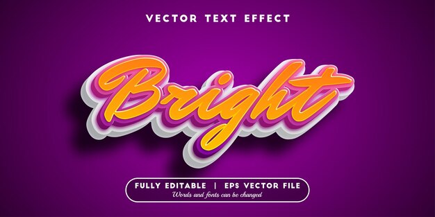 Bright text effect with editable font style