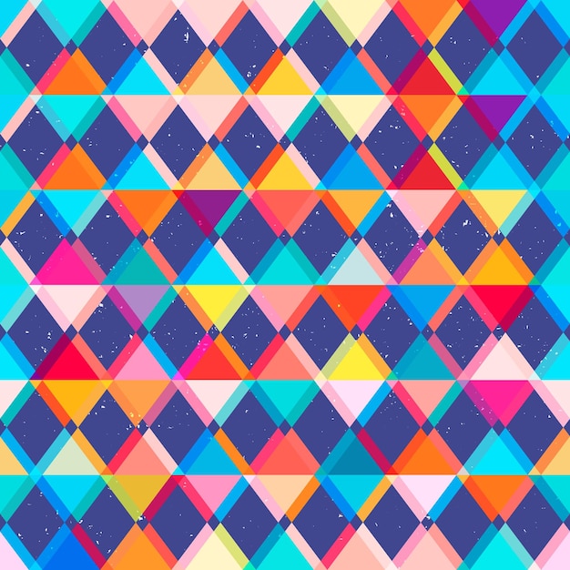 Bright triangle seamless pattern with grunge effect