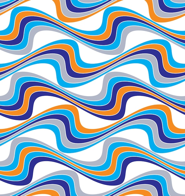 Bright vector seamless pattern, graphic geometric wrapping paper. Abstract backdrop created with interweave undulate lines can be used in textile and web designs