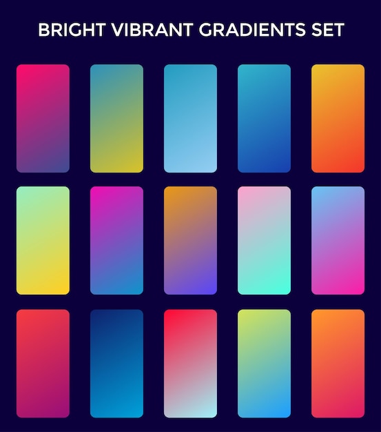Bright vibrant set of gradients background