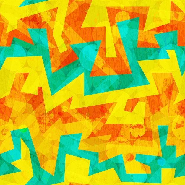 Bright yellow graffiti seamless pattern