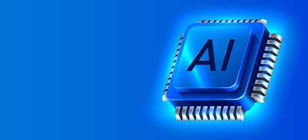 Brightly glowing ai computer chip technology concept cpu processor computer microchip