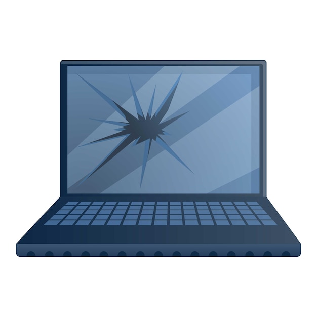 broken business laptop icon cartoon of broken business laptop vector icon for web design isolated on white background