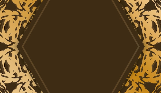 Brown banner template with Indian gold ornaments and place under your text