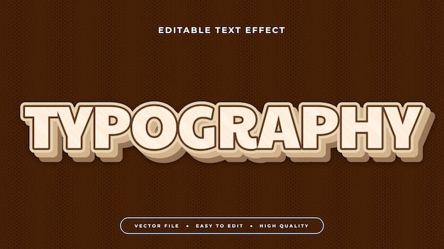 Brown cream typography 3d editable text effect font style
