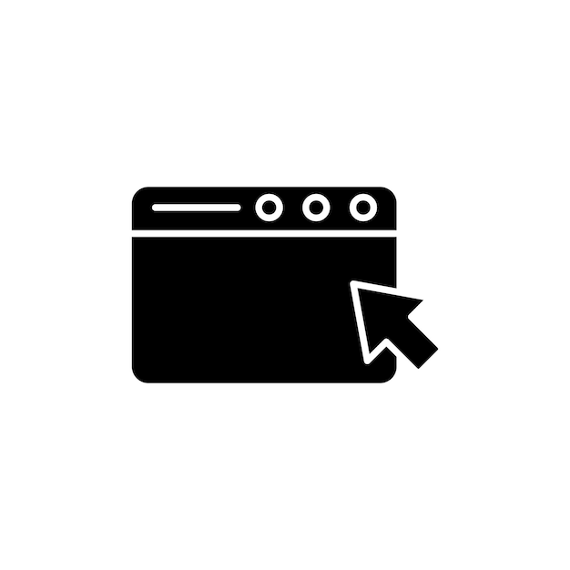 Browser icon set visit website webpage vector symbol browse web page sign computer browser window pictogram in black filled and outlined style