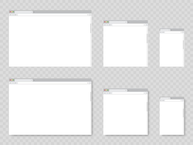 Browser window Realistic blank browser window with shadow Empty web page mockup