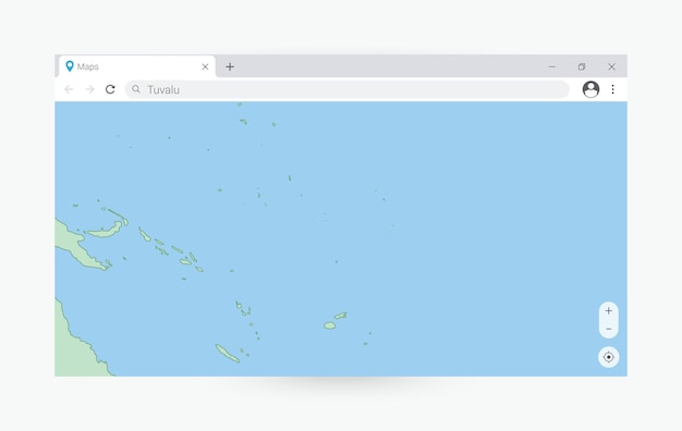 Browser window with map of Tuvalu searching Tuvalu in internet