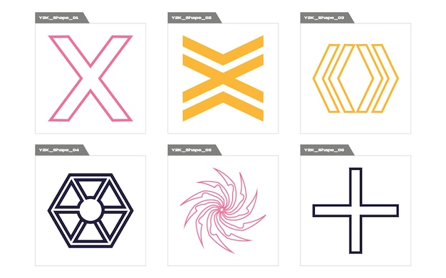 Brutalism shapes Brutalism star and flower shapes Elements for graphic decoration