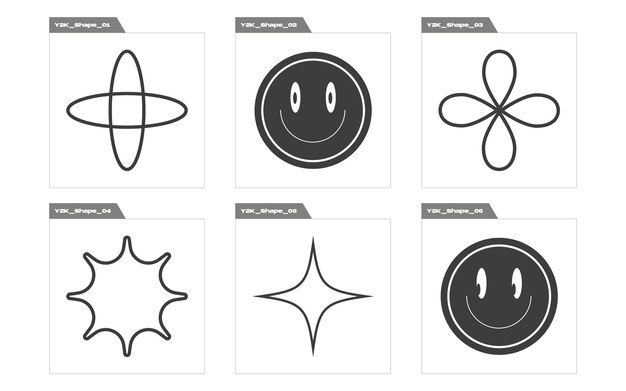 Brutalism shapes Brutalism star and flower shapes Templates for notes posters