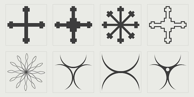 Brutalism shapes Trendy geometric postmodern figures Elements for graphic decoration