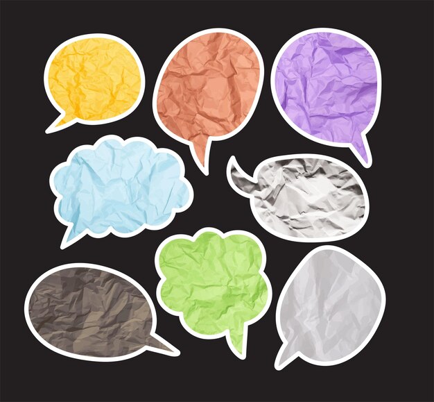 Bubble dialog paper texture collage design set vector design
