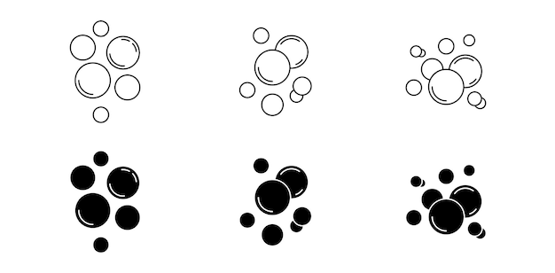 bubble icon set soap foam oxygen bubble effervescent effect line icons set