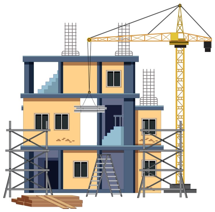 Vector building construction site on white background