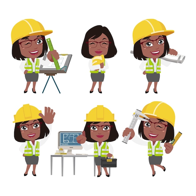building engineer with different poses