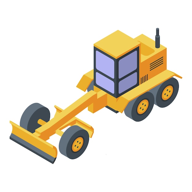 Building grader machine icon Isometric of building grader machine vector icon for web design isolated on white background