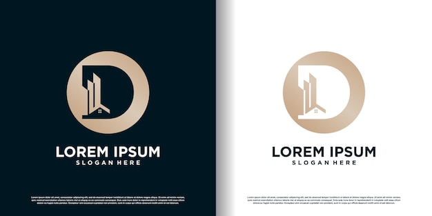 Building logo design template with initial D concept premium vector