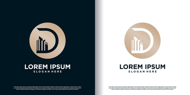 Building logo design template with initial D concept premium vector