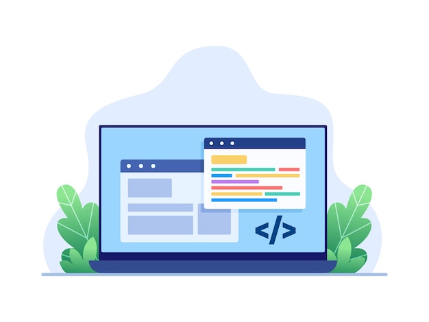 Building Web or Software With Programming language in Laptop Computer