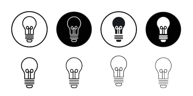 Bulb icon Black line art vector logo set