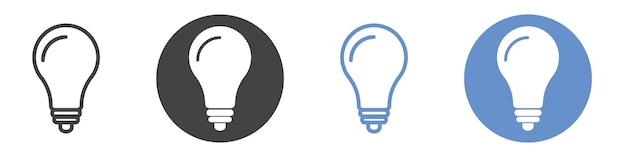 Bulb icon flat line symbol set