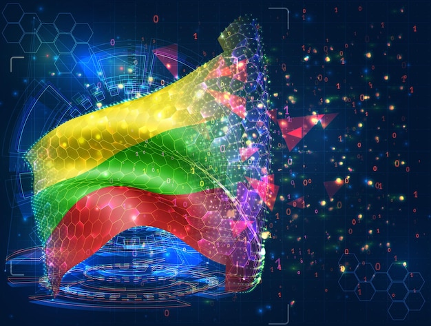 Bulgaria vector flag virtual abstract 3D object from triangular polygons on a blue background
