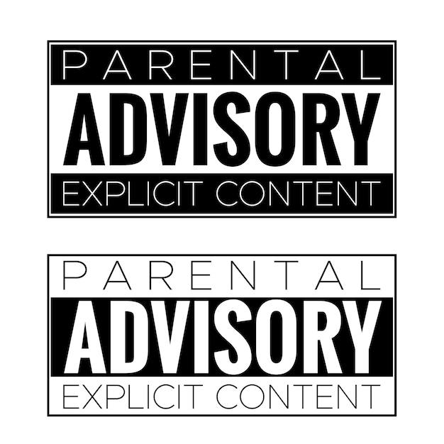 Bundle set color trough text black and white parental advisory explicit content adult content
