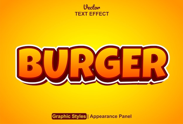 Burger text effect with graphic style and editable
